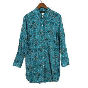 TOMMY BAHAMA Shirt Dress Long Sleeve Collared Casual Cotton Blue